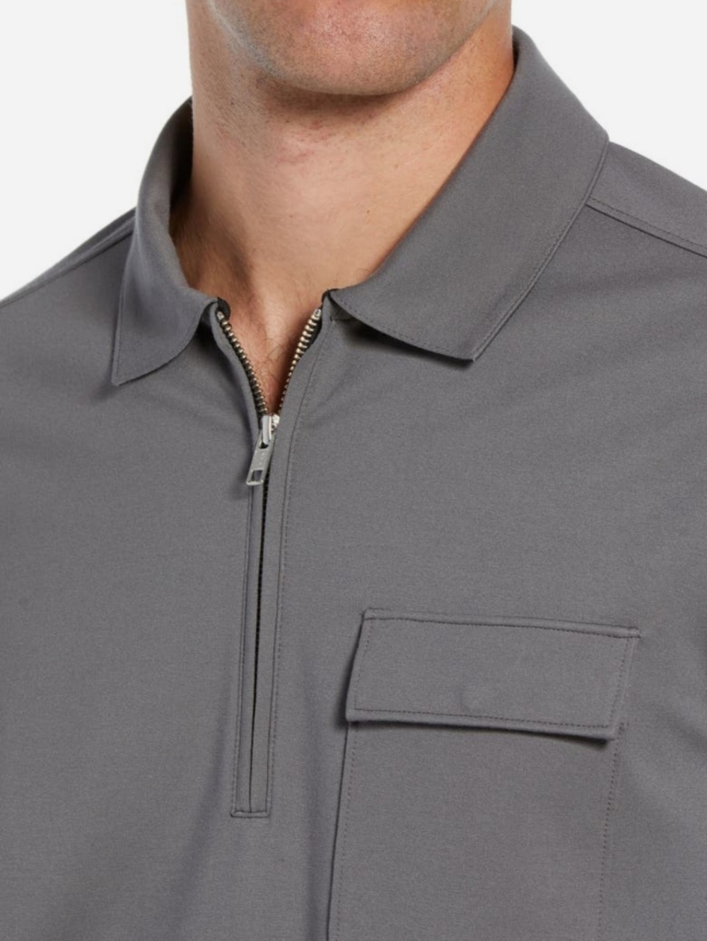 Pocket Zip Jersey Polo - Size Medium - Calibrate
